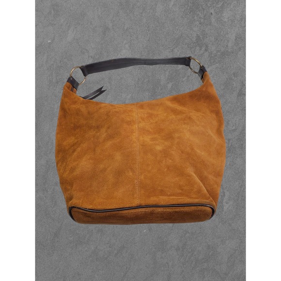 Express Cognac Brown Genuine Y2K Suede Hobo Shoulder Bag - Picture 2 of 8
